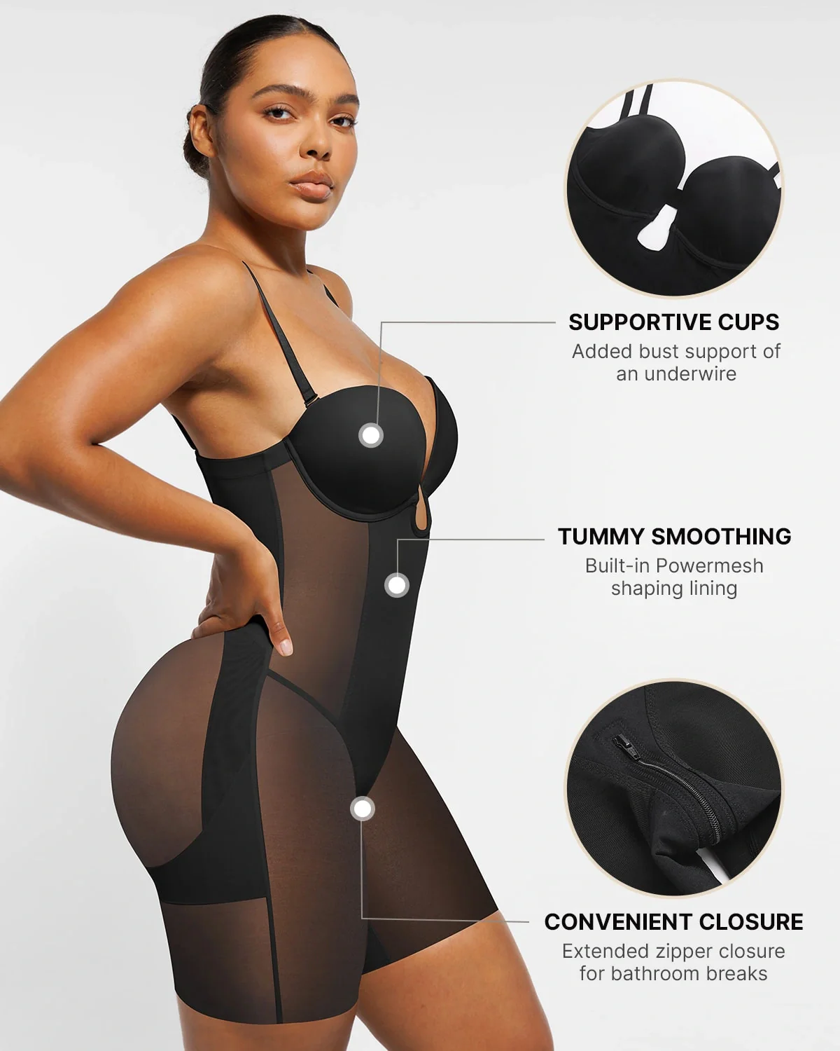 BOOT-YEAH™ MeshSmooth™ Deep Plunge Shaping Bodysuit - Image 27