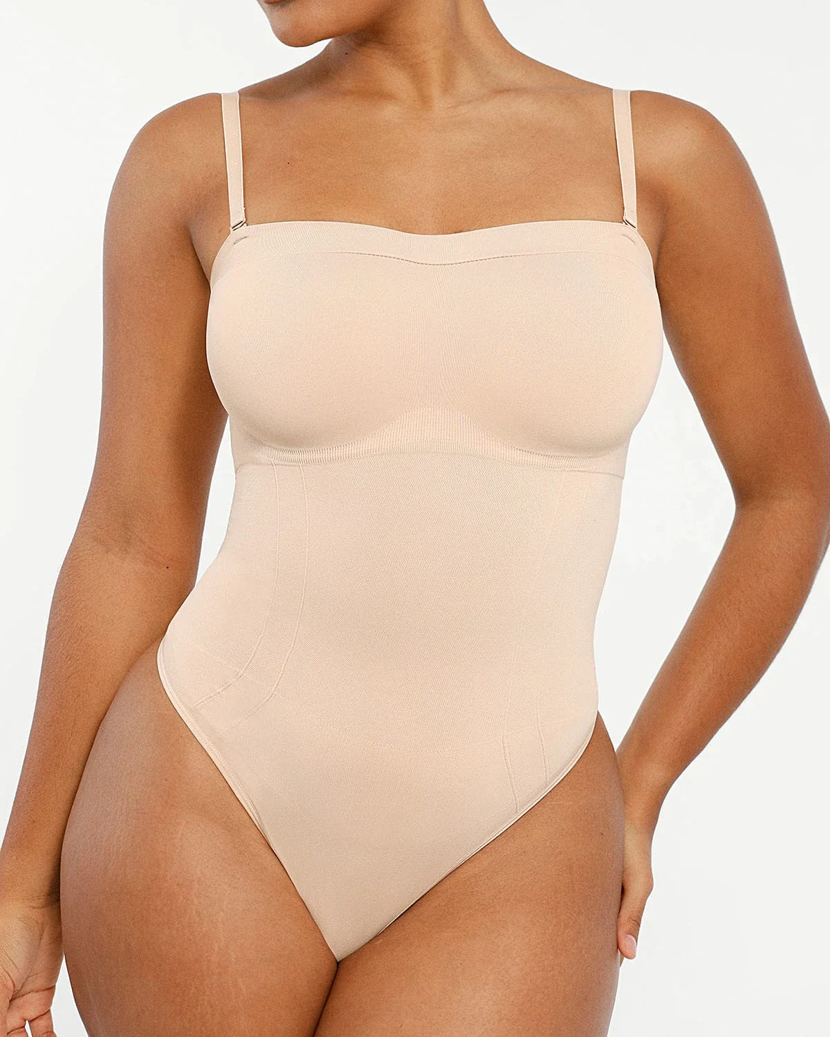 Bare Essentials™ Skin Flow Strapless Sculpt Thong Bodysuit - Image 7
